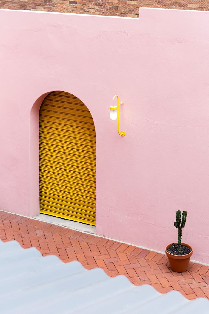 Pink and mustard facade-designaddictmom