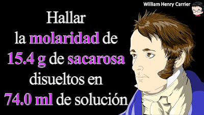 Calcular la molaridad o concentración molar en mol/L de una solución de 15.4 g de sacarosa (C12H22O11) disueltos en 74.0 ml de solución.