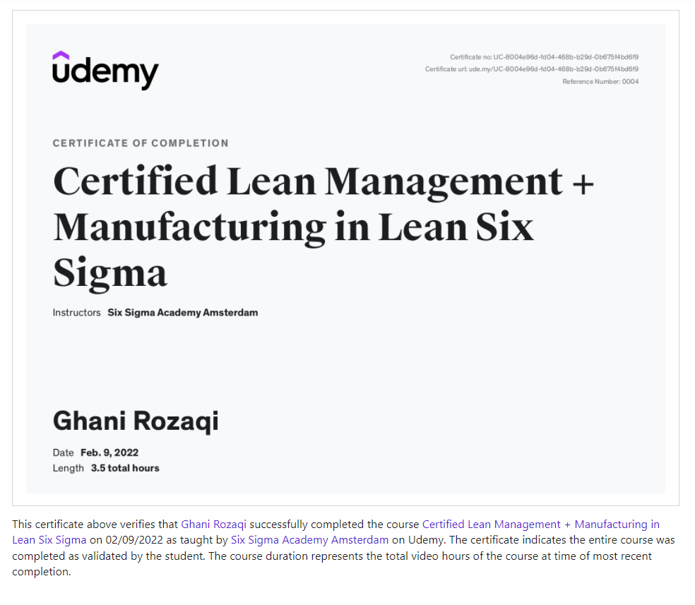 Sertifikat Six Sigma Ghani Rozaqi