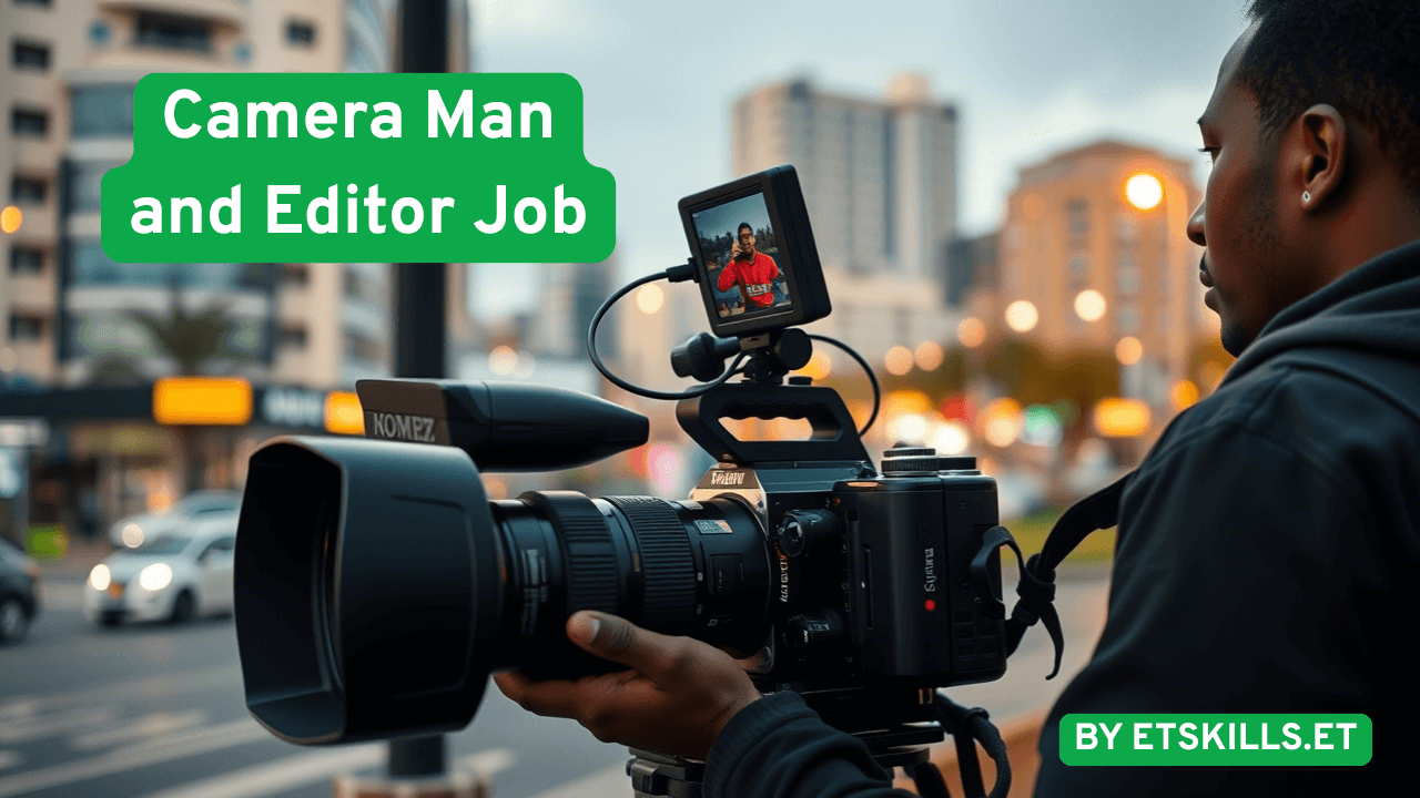 Looking for a Camera Man and Video Editor job in Addis Ababa? Apply now for a full-time position near Salite Meheret.