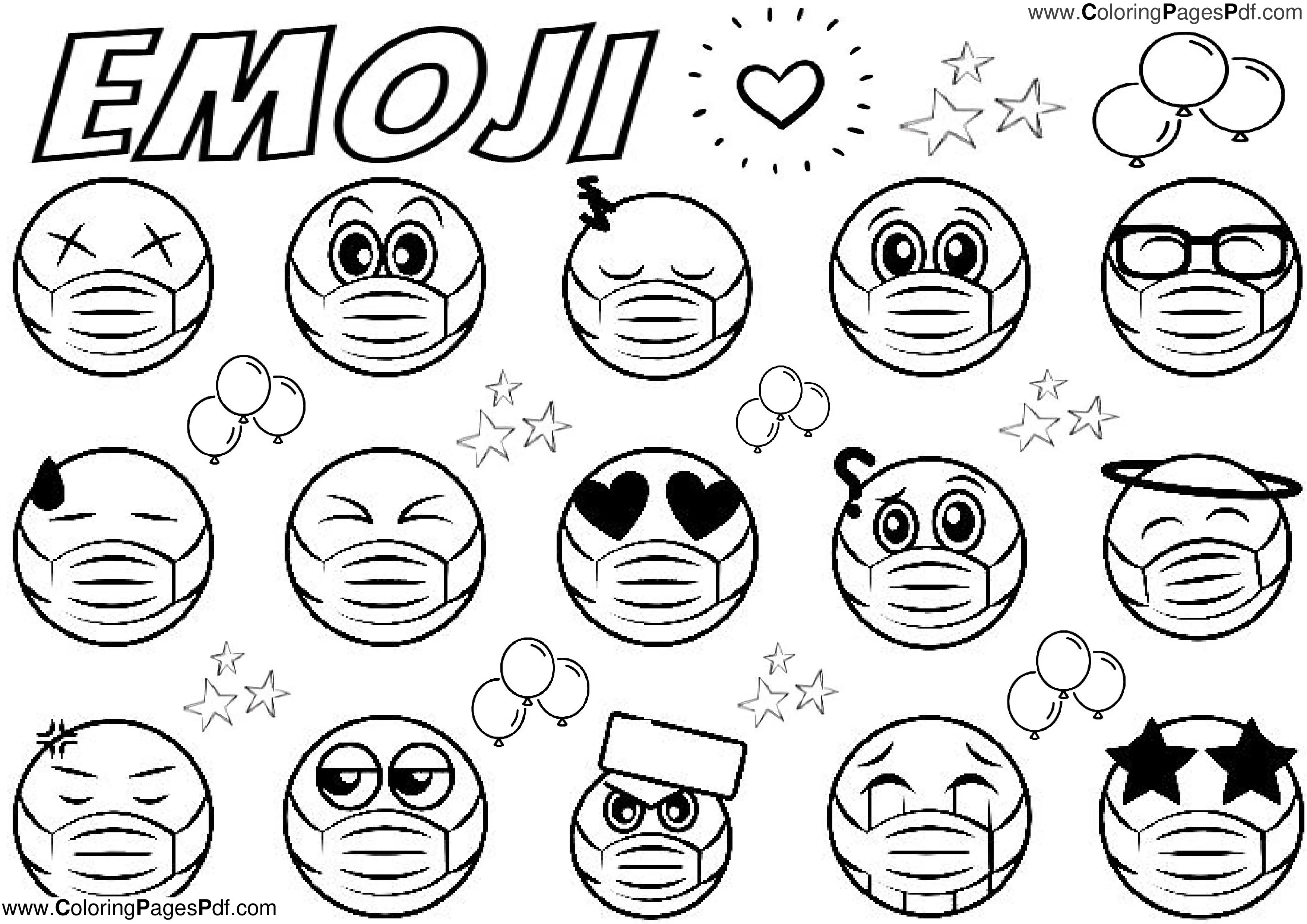 Free emoji coloring pages