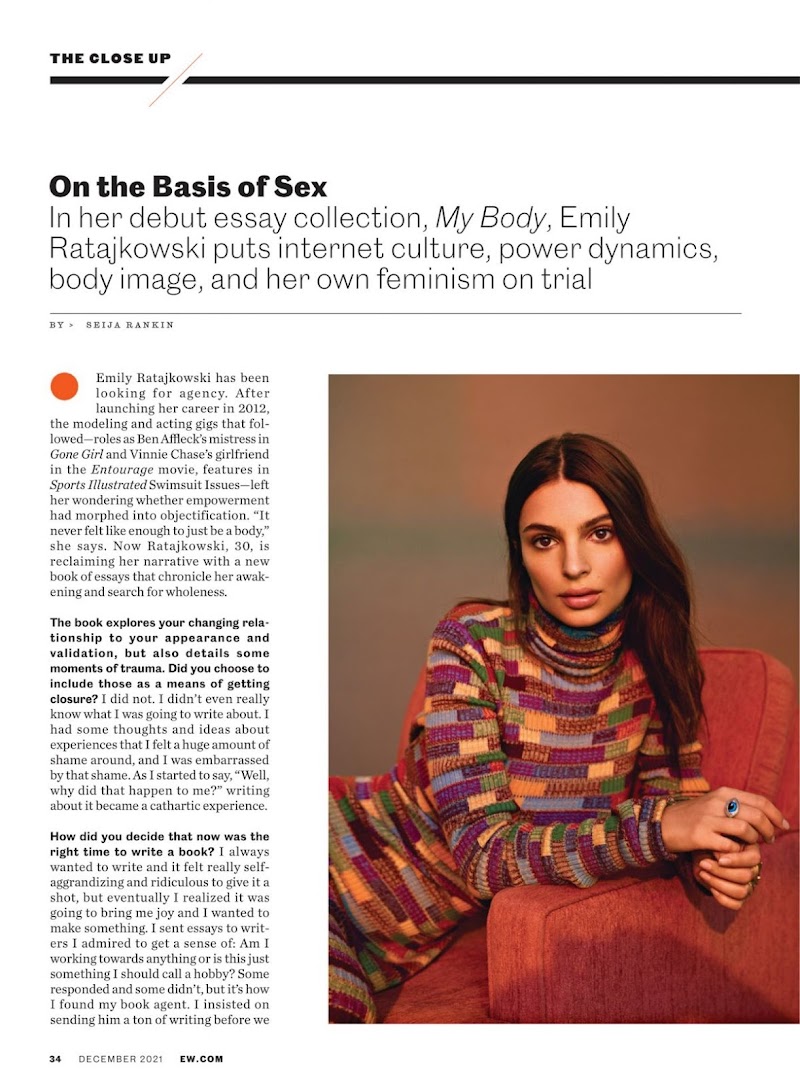 Emily Ratajkowski Featured in Entertainment Weekly Magazine -December 2021