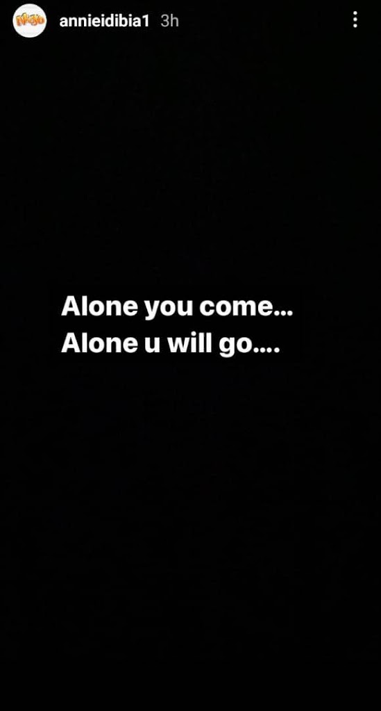 Alone you come, alone you will go- Annie Idibia shares a Cryptic post