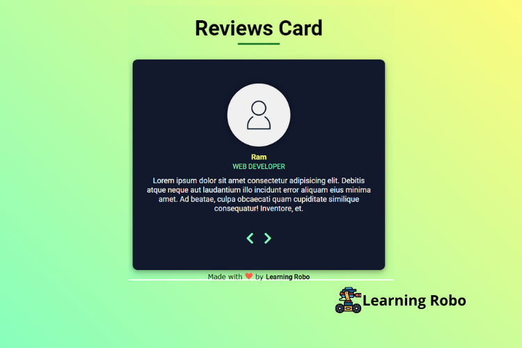 Review Card Slider using HTML, CSS & JavaScript