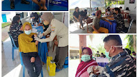 Lansia dan Anak-Anak Tak Luput Dari Serbuan Vaksinasi Lantamal VIII 