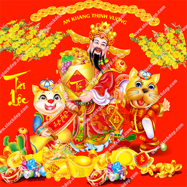 Chinese god wealth holding scroll vector psd 2023