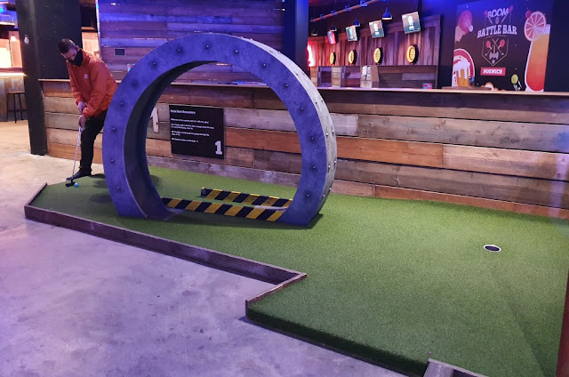 Crazier Golf at Boom: Battle Bar at the Castle Quarter shopping and entertainment centre in Norwich