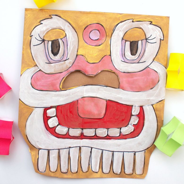 Chinese New Year paper bag lion mask
