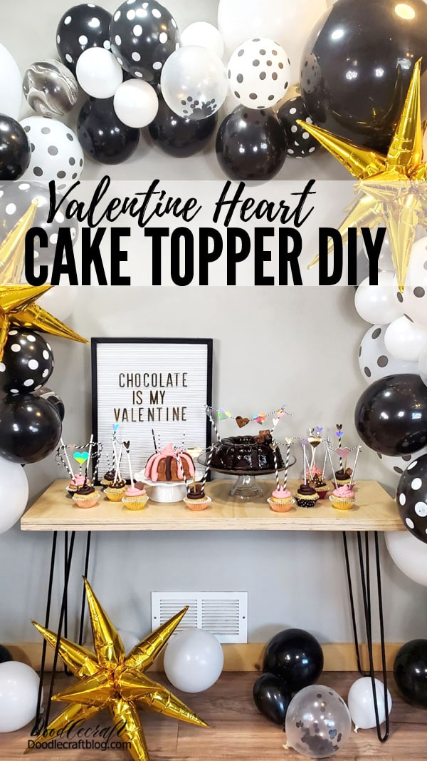 How to make Valentine party cupcake toppers with paper straws, heart punches, hot glue and twine. Perfect way to dress up boring cupcakes for a fantastic Valentine's day party or even birthday celebration. Easy and budget friendly party diy!