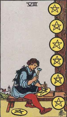 Eight of Pentacles reading.