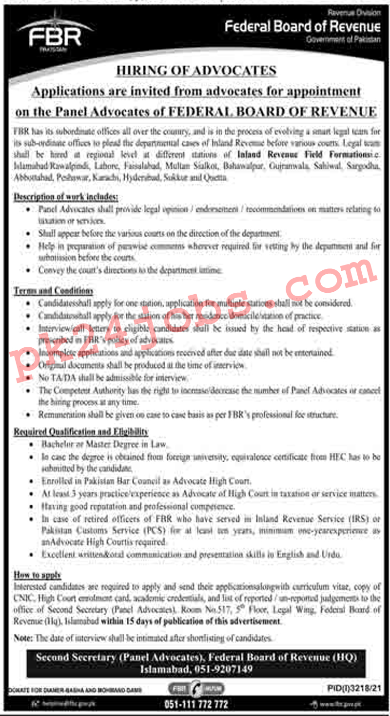 FBR Jobs 2022 – Government Jobs 2022
