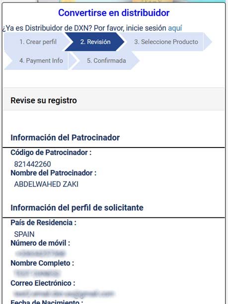 Registrarse como miembro de DXN