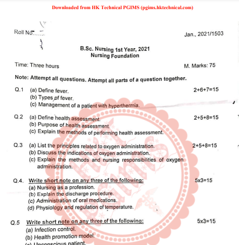 Nursing Foundation BSc Nursing 1st Year