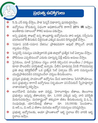 Assurances given by the YSRCP to government employees in its manifesto before the elections