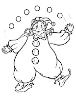 Clown juggling coloring page for kids