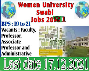 WOMEN UNIVERSITY SWABI   VACANT Faculty position