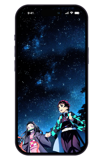 nezuko and tanjiro looking to night sky