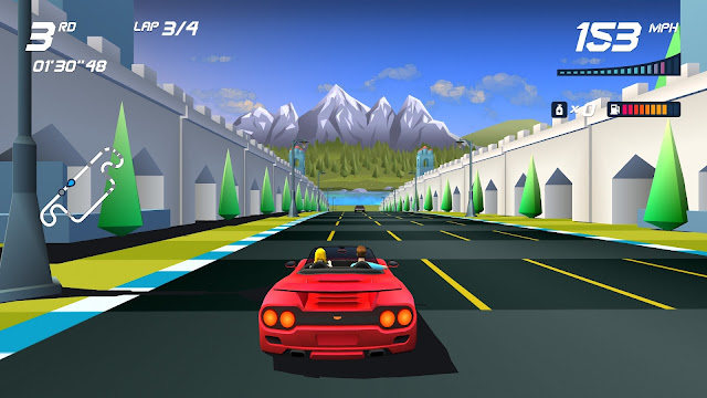 Screenshot from Summer Vibes DLC from Horizon Chase Turbo