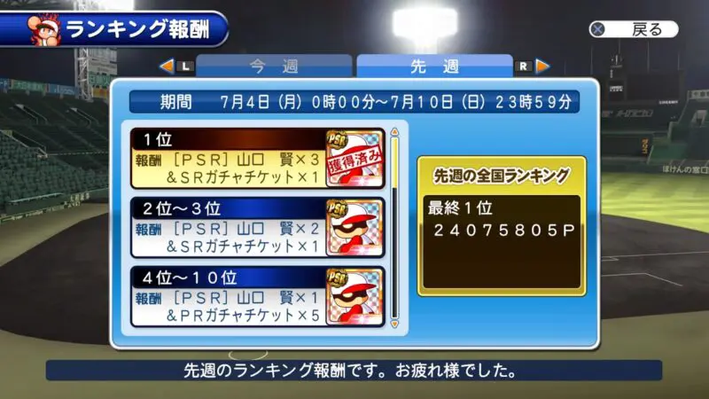 サクスペ山口のランキング成績など