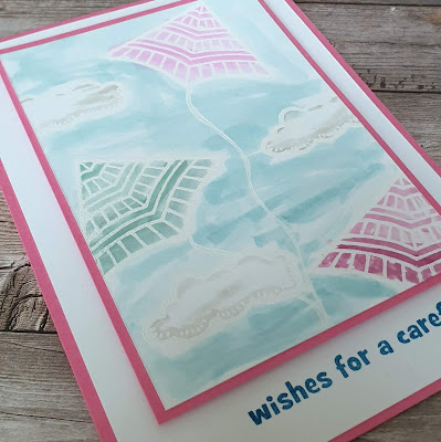 Kite delight Stampin up watercolour heat embossed card