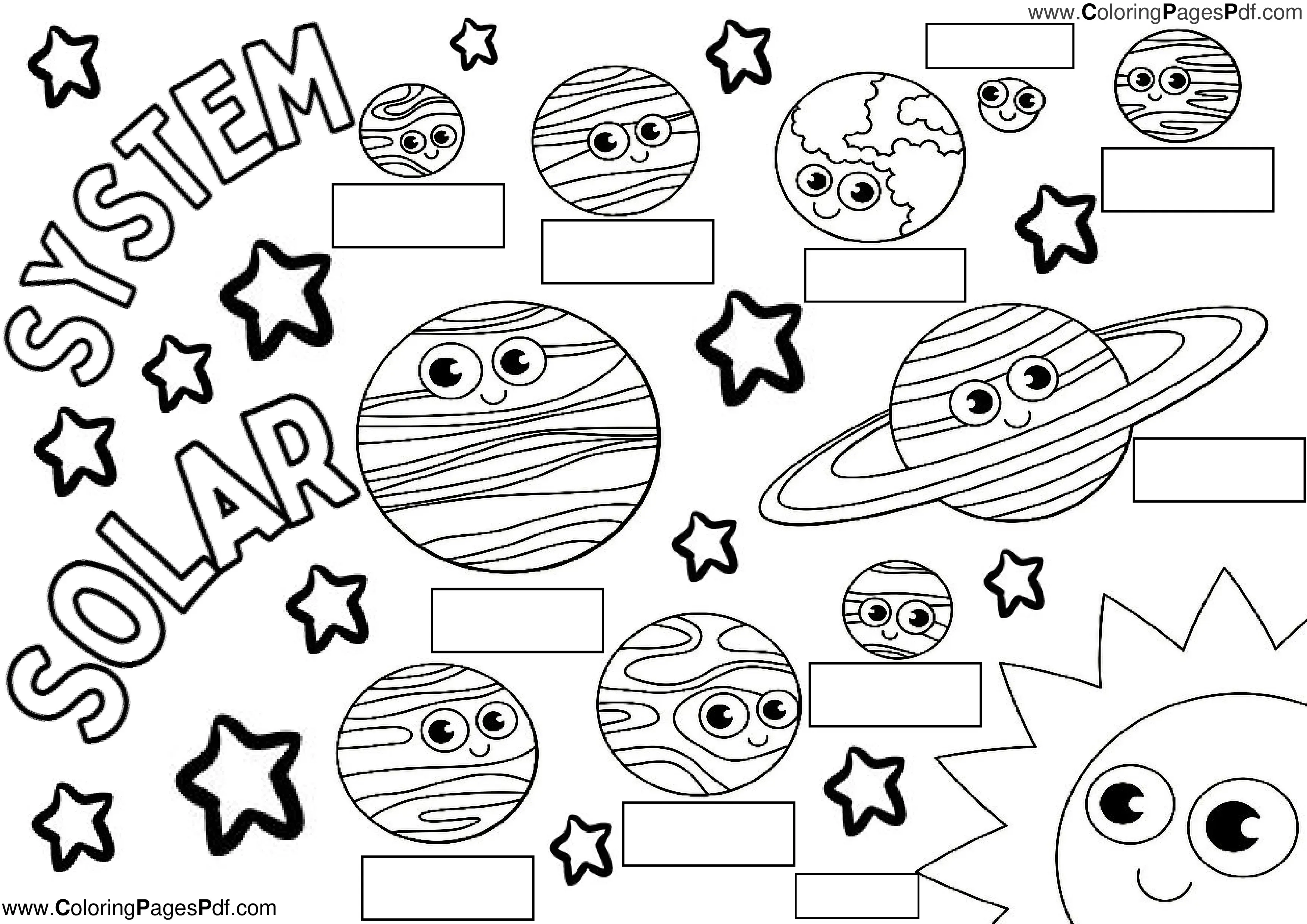 Cute solar system coloring pages