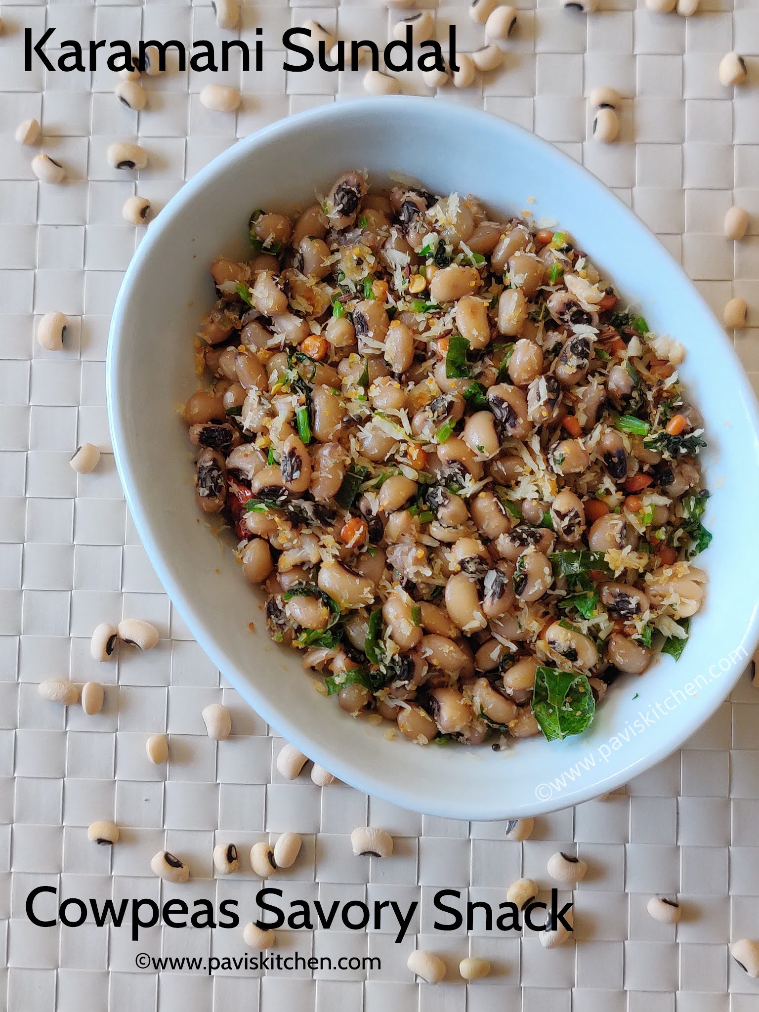 Karamani sundal recipe | black eyed peas sundal | white karamani sundal | lobia sundal