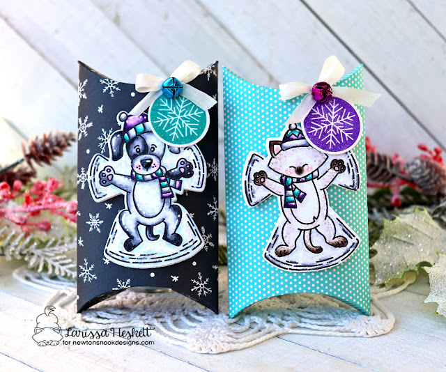 Snow Angel Gift Tags by Larissa Heskett | Snow Angel Puppy and Snow Angel Newton Stamp Sets by Newton's Nook Designs #newtonsnook #handmade
