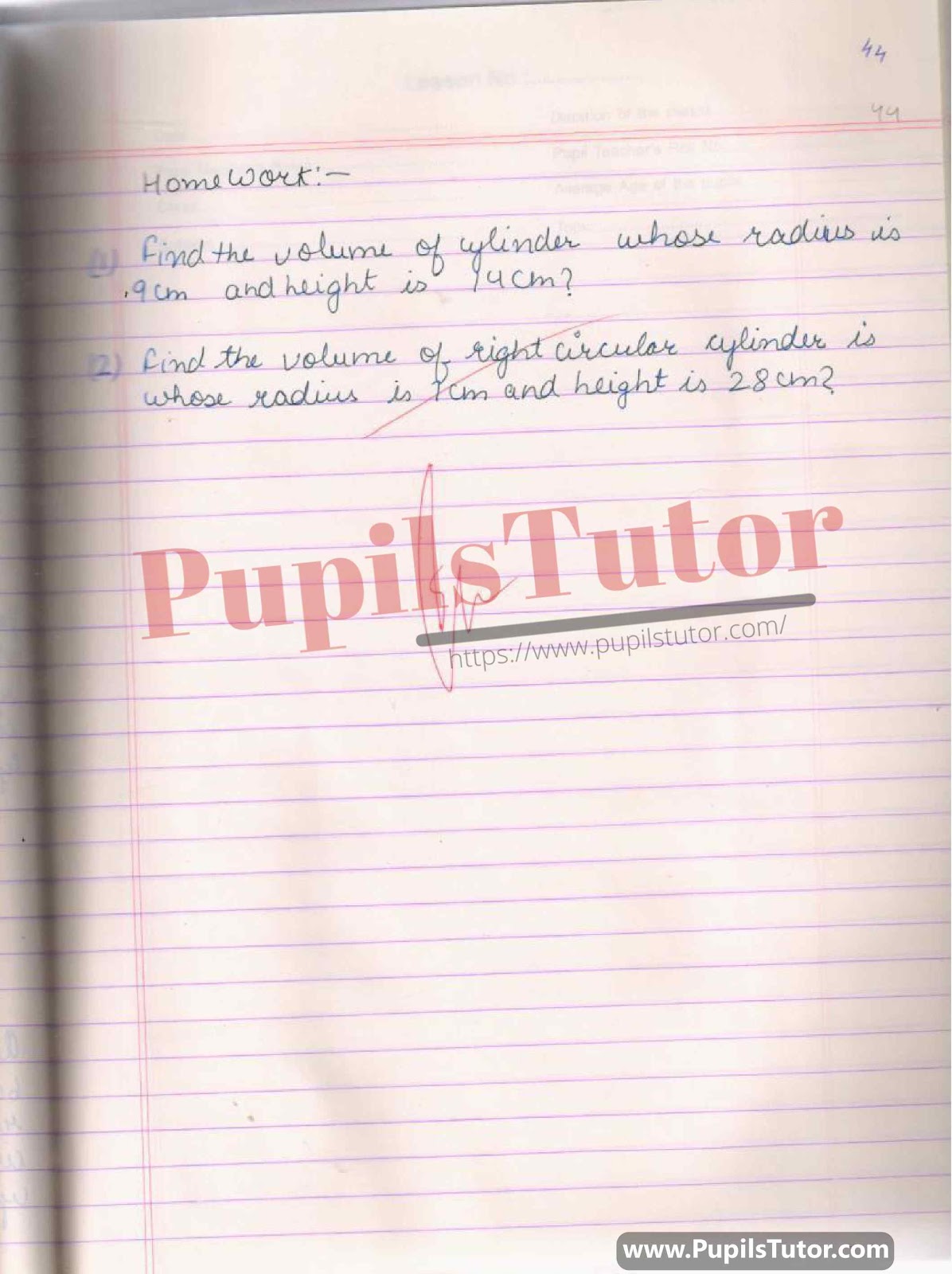 Lesson Plan On Volume Of Right Circular Cylinder For Class 10th.  – [Page And Pic Number 5] – https://www.pupilstutor.com/