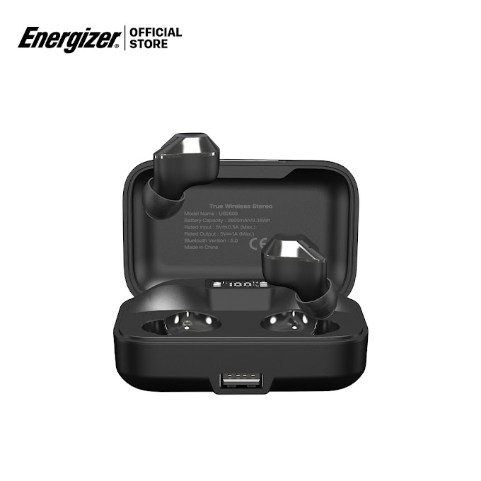 Mall Shop [ energizer_official_store ] Tai nghe True Wireless Energizer UB2609,Bluetooth V5.0, tích hợp sạc dự phòng 2600mAh, kháng nước IPX4 - Hàng Chính Hãng