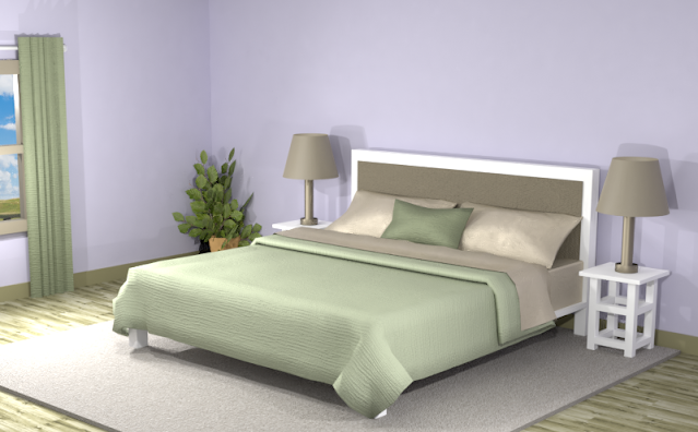 French Lilac (#C8C4DA) Split Complementary Room
