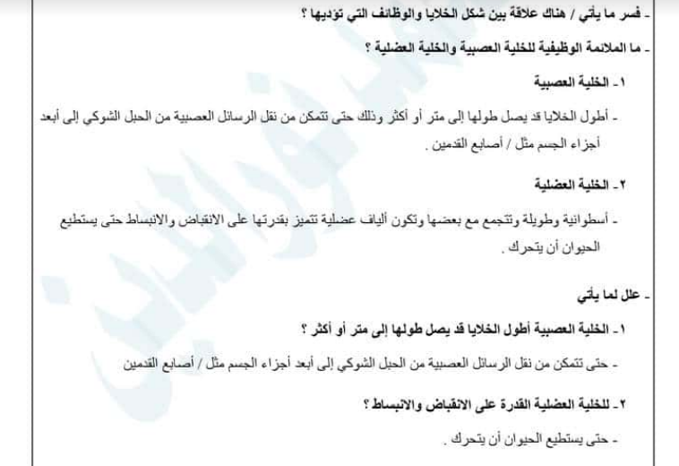 ملخص الاحياء للصف الاول الثانوى الفصل الدراسى الاول