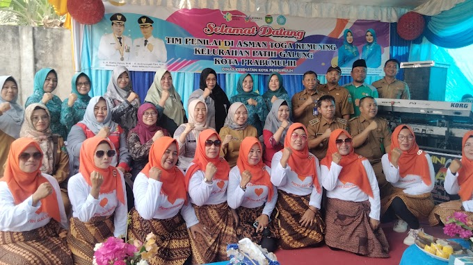 Prabumulih, 04 Juli 2023                        Lomba Asman toga kemuning dihadiri oleh tim penilai provinsi dan akupresure dalam lomba ini yang turut hadir bapak Lurah Patih Galung Deny Eka Saputra, SP,bapak camat Prabumulih Barat Edi Suanto,SH.,M.Si ketua TP PKK Kelurahan Patih Galung Fhelpy Marisa Putri ketua PKK kecamatan Prabumulih Barat Asmarani,Dinas kesehatan kota Prabumulih, Puskesmas Prabumulih Barat,dinas ketahanan pangan,RT RW,dan kader Asman toga kemuning."Sukses hanya datang untuk mereka yang percaya diri dan siap untuk menang, Semoga berhasil dan menjadi yg terbaik "🤲