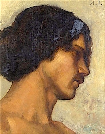 Alphonse Legros (183 -1911) Etude de tête masculine Huile sur toile 35,5 x 28,5 cm Collection privée