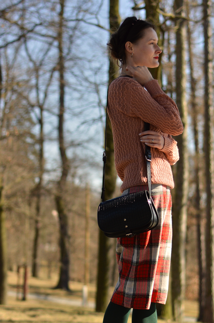 red tartan skirt, st patricks day, thrifted outfit, georgiana quaint, český blog