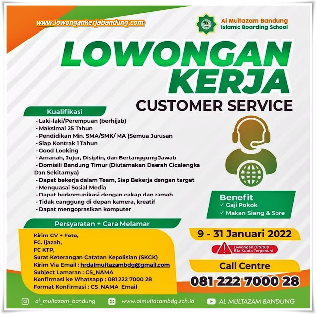 Loker Bandung Customer Service Al Multazam IBS Bandung