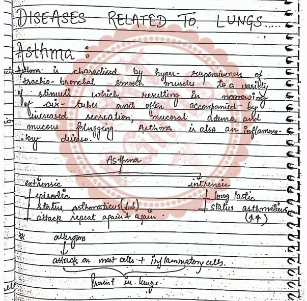 Diseases related to Lungs: Asthma, Chronic obstructive airways diseases, Pathophysiology