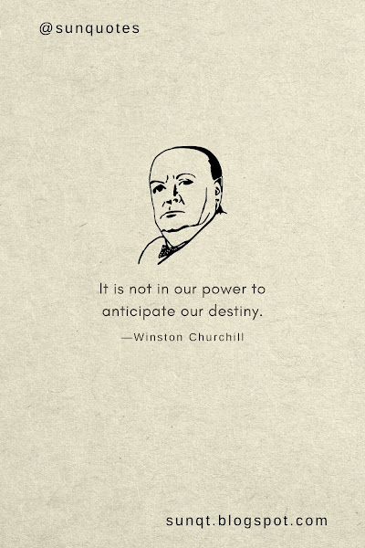 It is not in our power to anticipate our destiny. —Winston Churchill