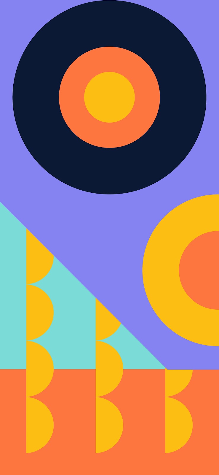 Abstract wallpaper featuring geometric shapes and bold colors