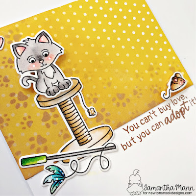 Welcome New Cat Card by Samantha Mann for Newton's Nook Designs, Cards, Card Making, Heat Embossing, Distress Inks, #newtonsnook #newtonsnookdesigns #welcomenewdog #cardmaking #diecuts