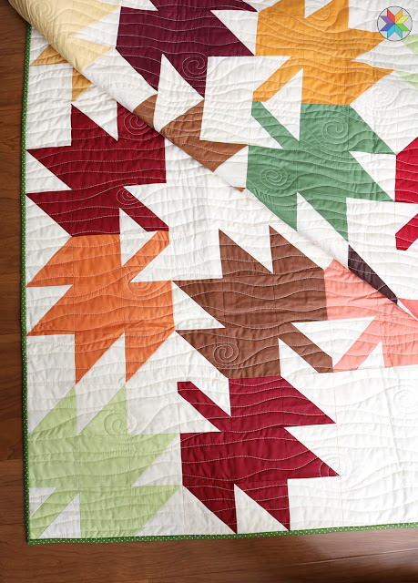 Maple Leaf quilt block tutorial and maple leaf quilt by Andy Knowlton of A Bright Corner