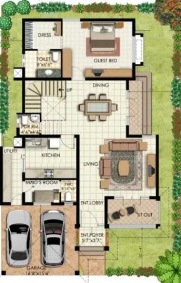 40x60 Luxury House Design | 40x60 East Facing Duplex Floor Plan | 2400sqft Duplex Home Plan ...