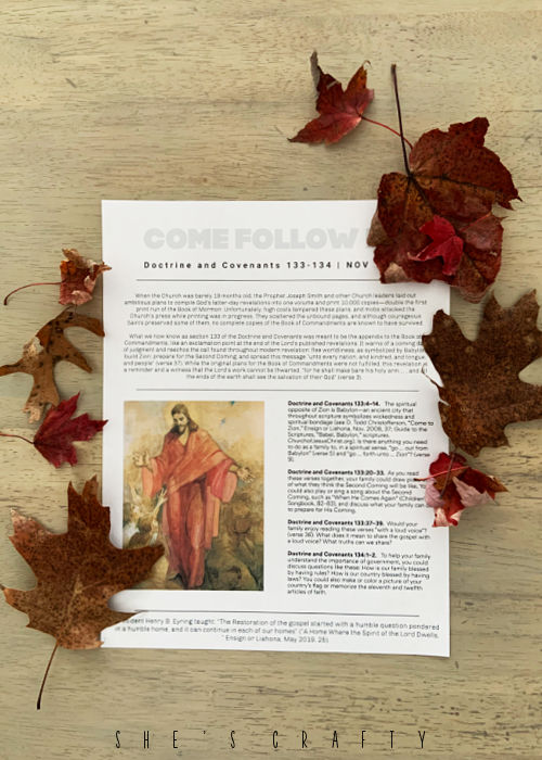 Free Printable Come Follow Me Nov 15 with fallen leaves