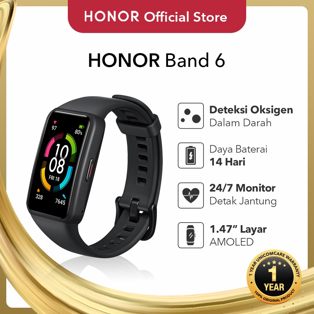 HONOR Band 6 | Band6 Bluetooth Smartband | Fitness Tracker | Pemantauan SpO2