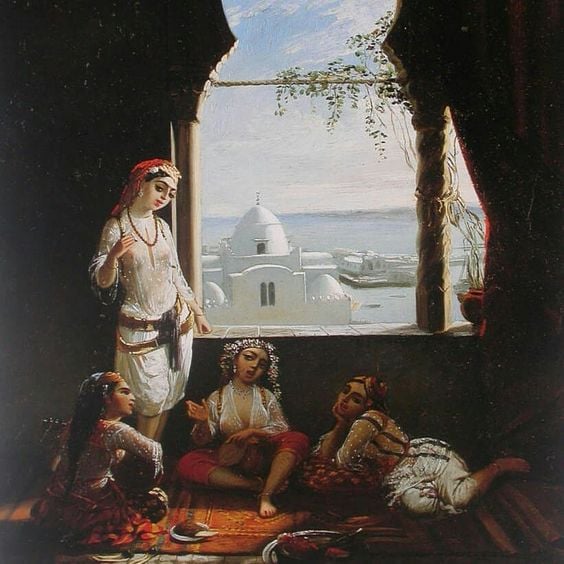 Jeunes filles conversant dans un palais à Alger, 1851 - Emmanuel Joseph Lauret