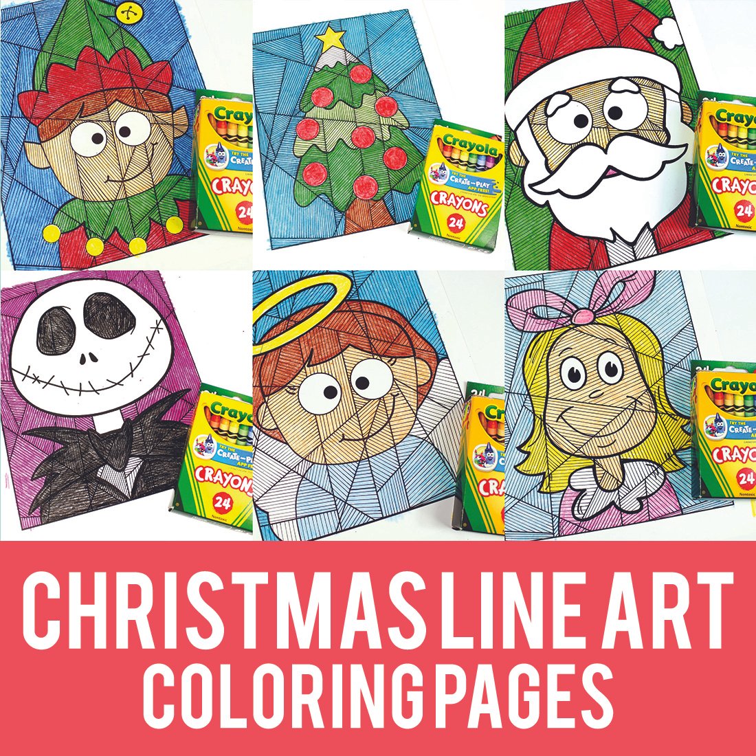 Christmas colouring pages line art for kids