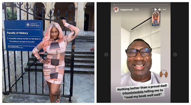 Read Your Book well well- Femi Otedola tells his daughter, DJ Cuppy as she studies at Oxford University