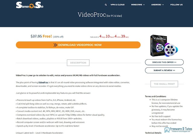 Offre promotionnelle : VideoProc (4.6) gratuit ! 