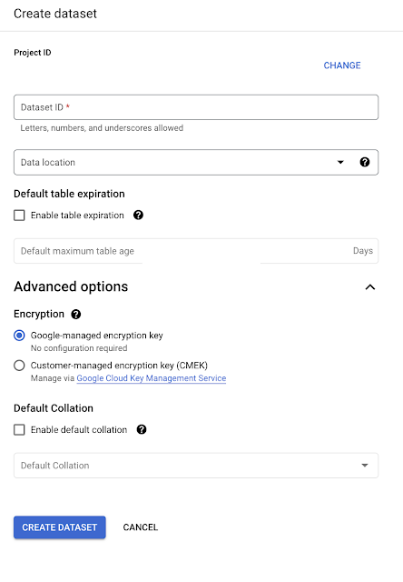 BigQuery Create Dataset