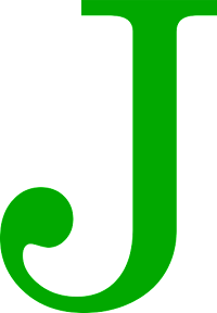 Green capital letter J shape
