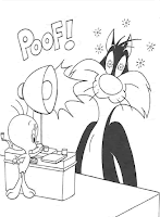 Tweety and Sylvester the cat Looney Tunes Coloring pages